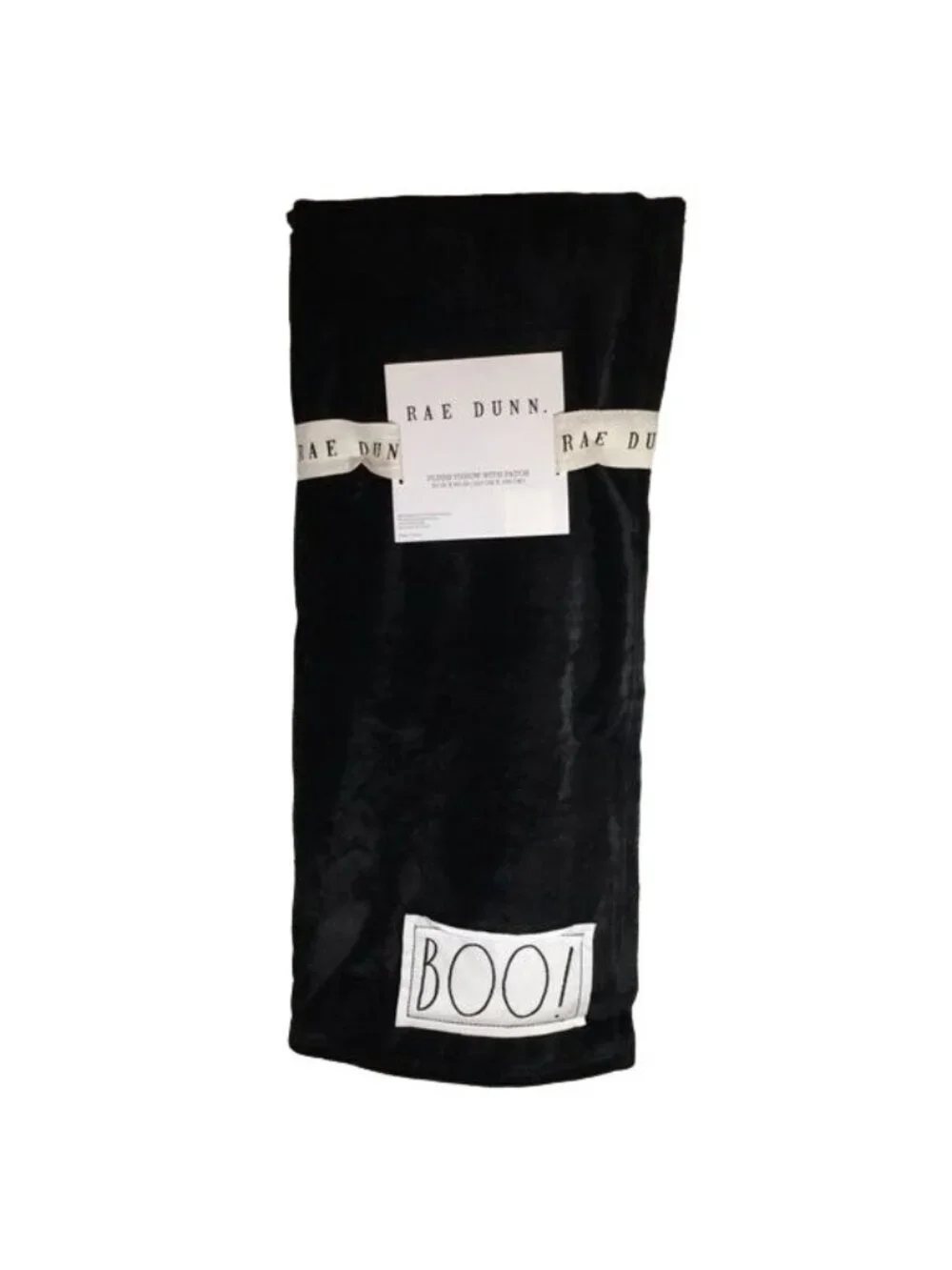 Rae Dunn Black Plush BOO Throw 50” x 60”